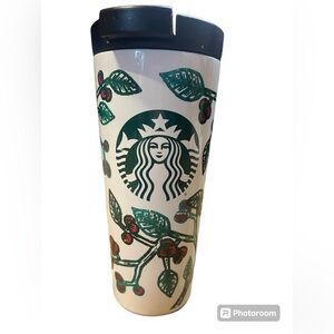 Starbucks 2016 Stainless 16 oz HOLLY BERRY Christmas Holiday Travel Mug Tumbler